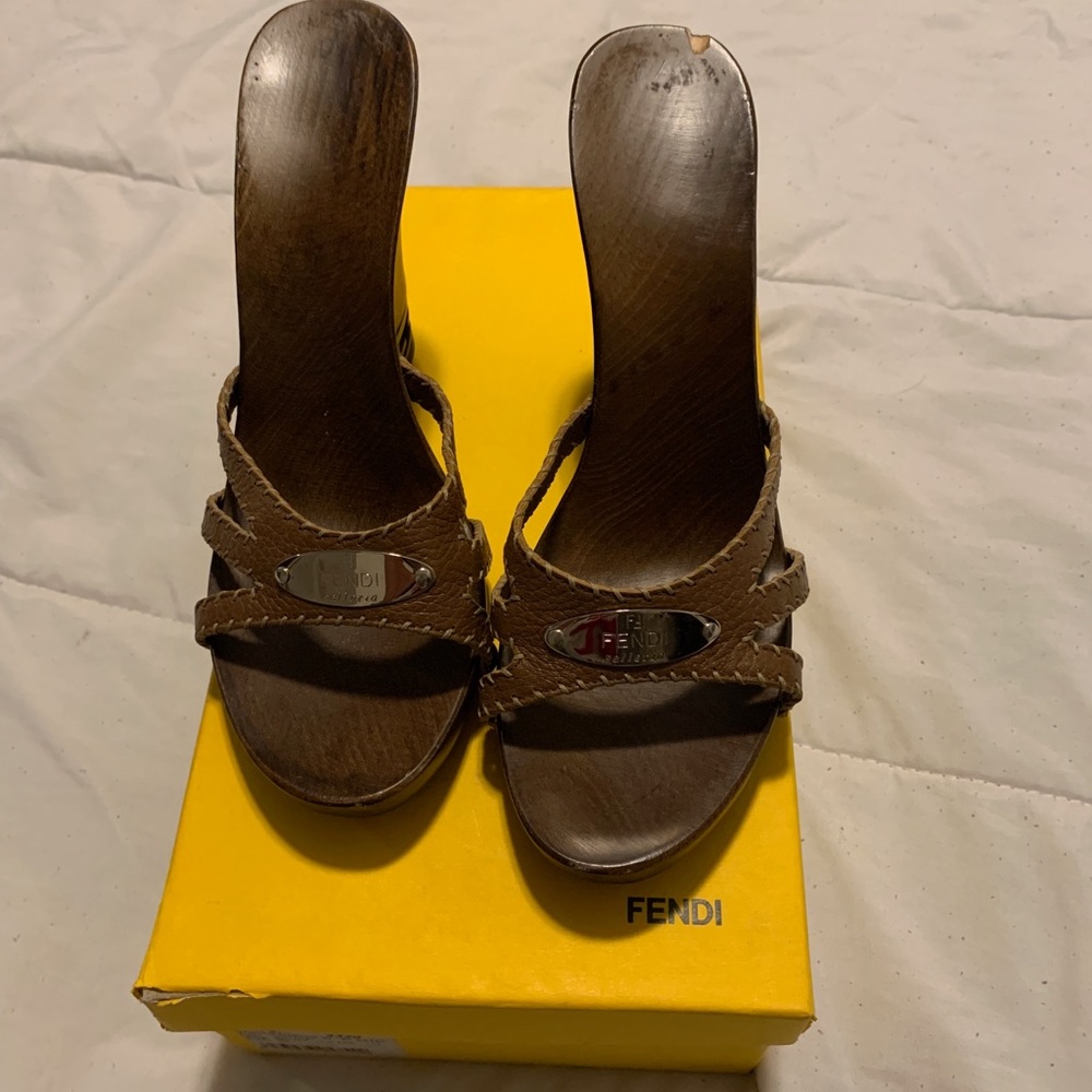 Brown Fendi Slip-on Wedge